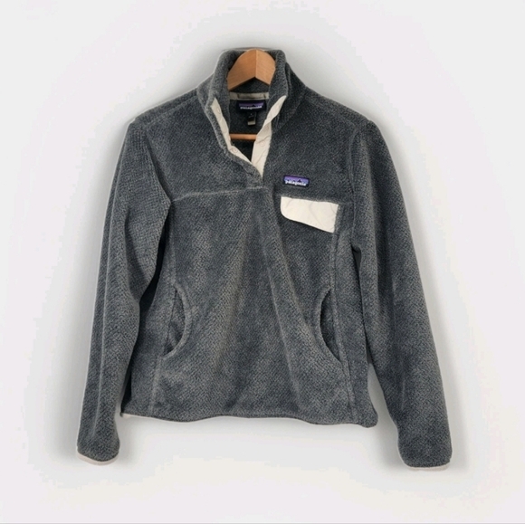 Patagonia Snap T Pullover Womens Small Gray Deep Pile Polartec Fleece Sweatshirt - Picture 1 of 16